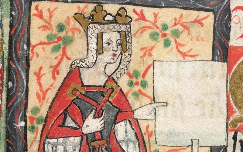 Empress Matilda—also known as Queen Matilda—is depicted seated and holding a charter. Matilda was the only surviving legitimate child of King Henry I after the White Ship Disaster.