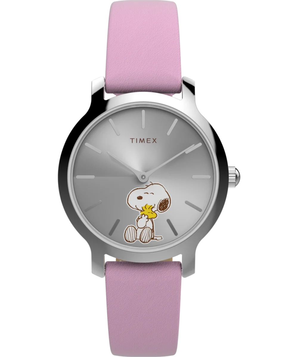 Image of Peanuts® x Timex Transcend Snoopy Hug 31mm Leather Strap Watch