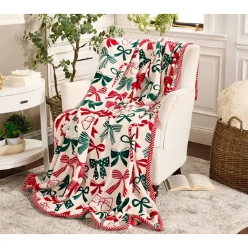 Kringle Express 60x80 Holiday Printed Throw with Border