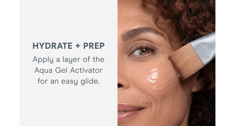 HYDRATE + PREP: Apply a layer of the Aqua Gel Activator for an easy glide.