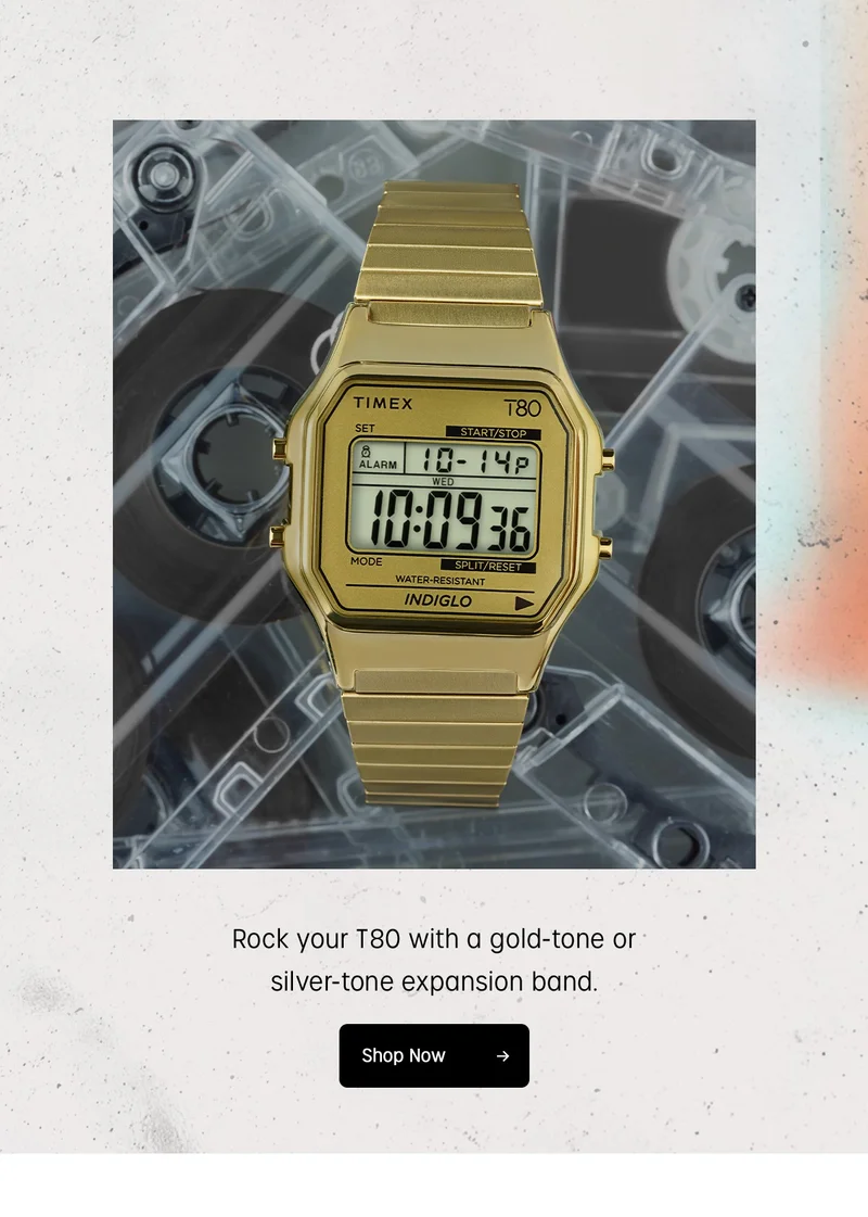 Rock your T80 with a gold-tone or silver-tone expansion band. | Shop ;Now