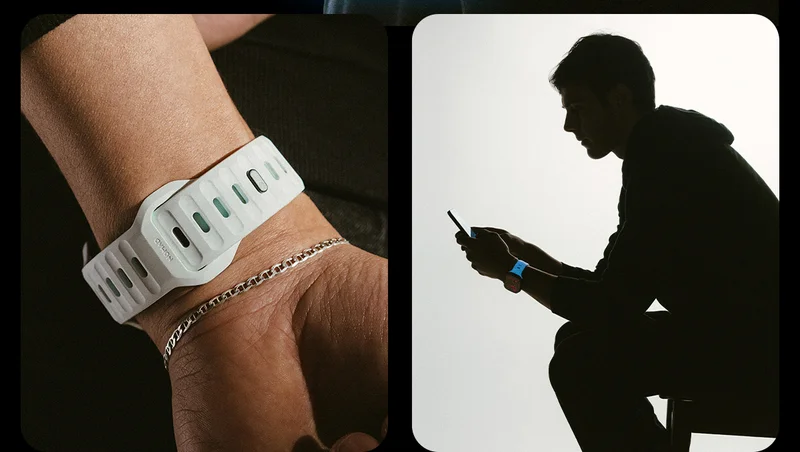 Icy Blue Glow Sport Band. Transitioning from off white color to bright blue glow in the dar.