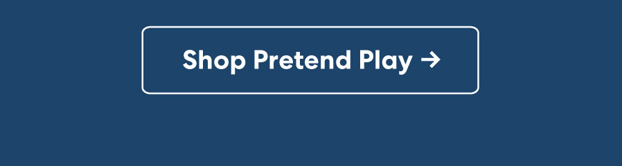 A clean blue banner with the text ''Shop Pretend Play ➔'' accompanied by fun icons like a whisk and star.