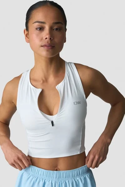 Image of Mirage Cropped 1/4 Zip Tank Top Wmn White