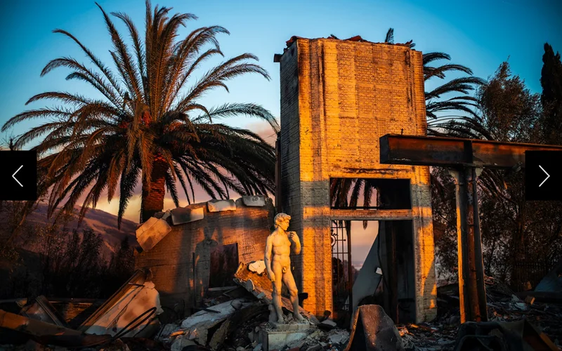 The aftermath of the Palisades Fire seen in Malibu, California.