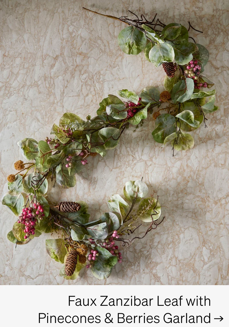 Shop Faux Zanzibar Leaf with Pinecones & Berries Garland