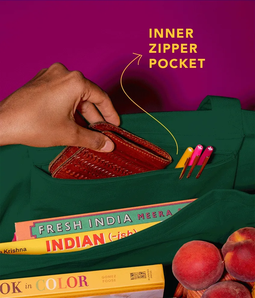 Inner Zipper Pocket, Canvas Bag With Double Enforced Straps, Divider With Two Compartments
