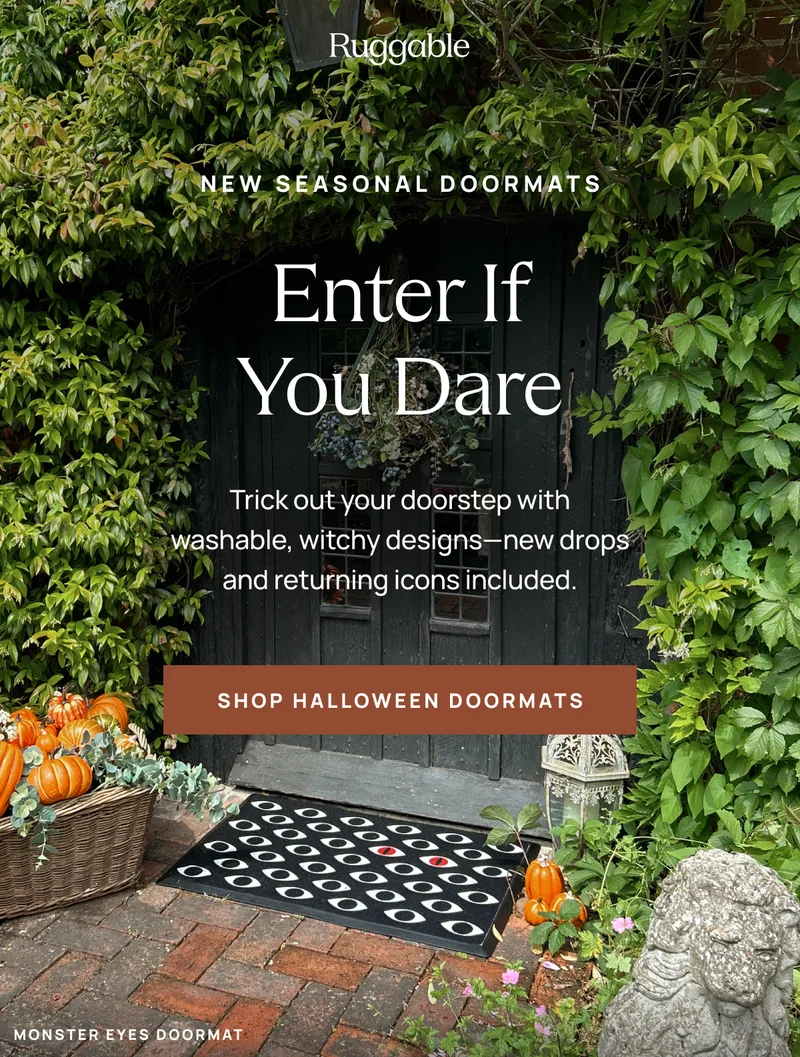 New Seasonal Doormats | Enter If You Dare | Trick out your doorstep with washable, witchy designs - new drops and returning