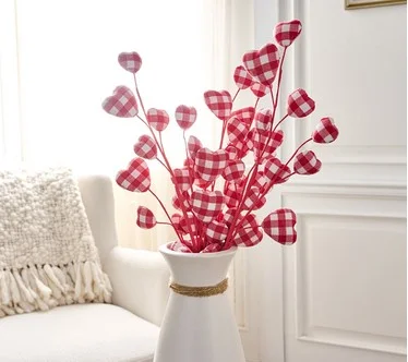 Set of 4 Valentine Checked Heart Picks by Valerie