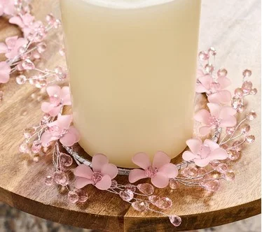 Set of 2 Flower and Bead Candle Rings by Valerie
