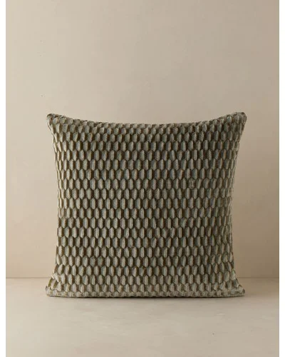 Allegra Velvet Pillow by Scalamandre - Mineral / Square