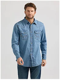 Men's Wrangler Classic Denim Western Snap Shirt