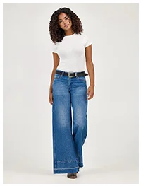 Women's Worldwide Mid Rise Wide Leg Jean