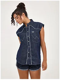 Women's Sleeveless Denim Shirt