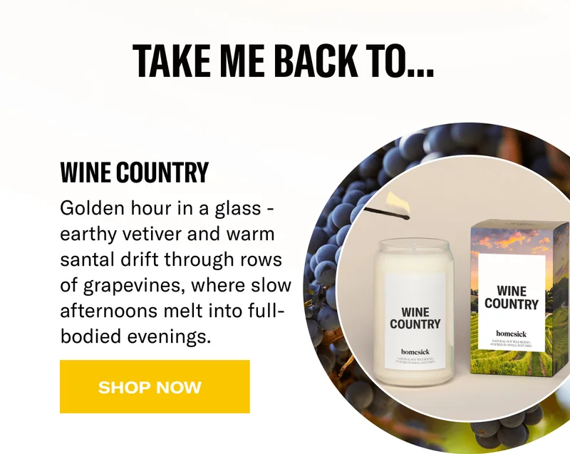 Take me back to.. | Wine country | Golden hour in a glass-earthy vetiver and warm santal drift through rows of grapevines, where slow afternoons melt into full-bodied evenings. | Shop Now