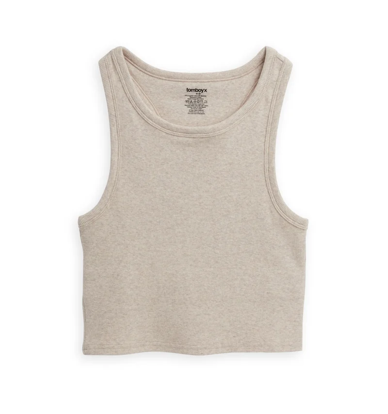 Image of Organic Cotton Rib Bra Top - Oatmeal