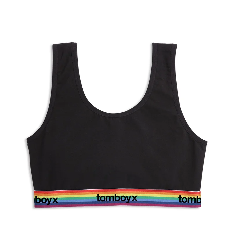 Image of Essentials Soft Bra - Black Rainbow Logo