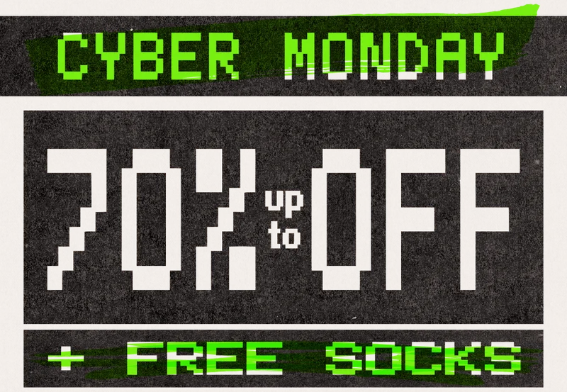 Cyber Monday Up to 70% off + FREE Socks