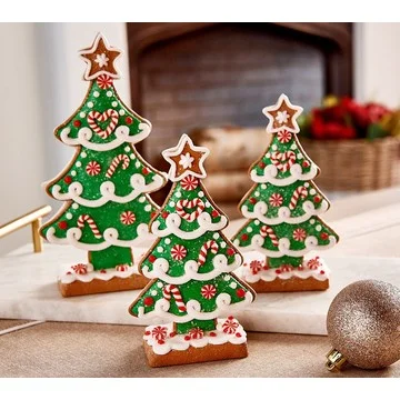 Set of 3 Gingerbread Peppermint Candy Trees by Valerie