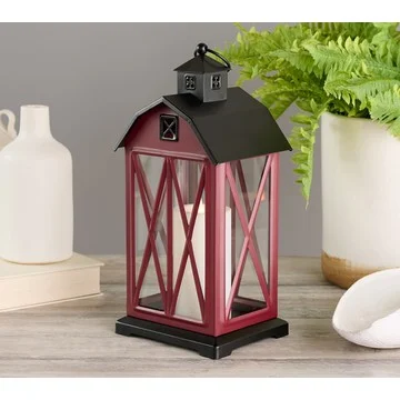 Indoor/Outdoor 15" Barn Lantern with Candle Light by Valerie