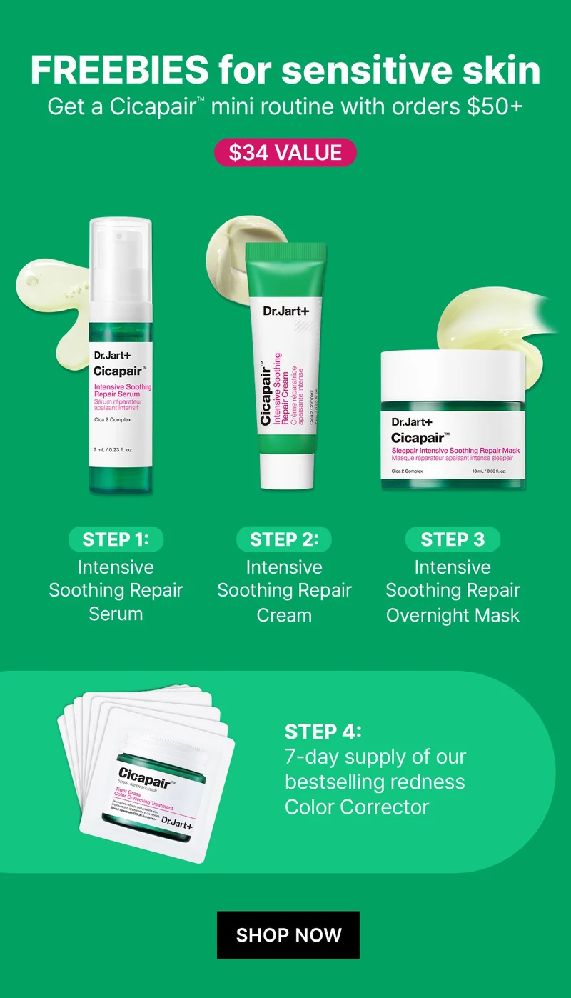 Calling all sensitive skin types. Get 3 free Cicapair full sizes with orders $65+.