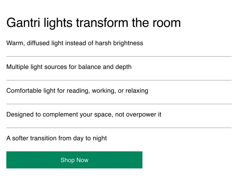 Gantri lights transform the room