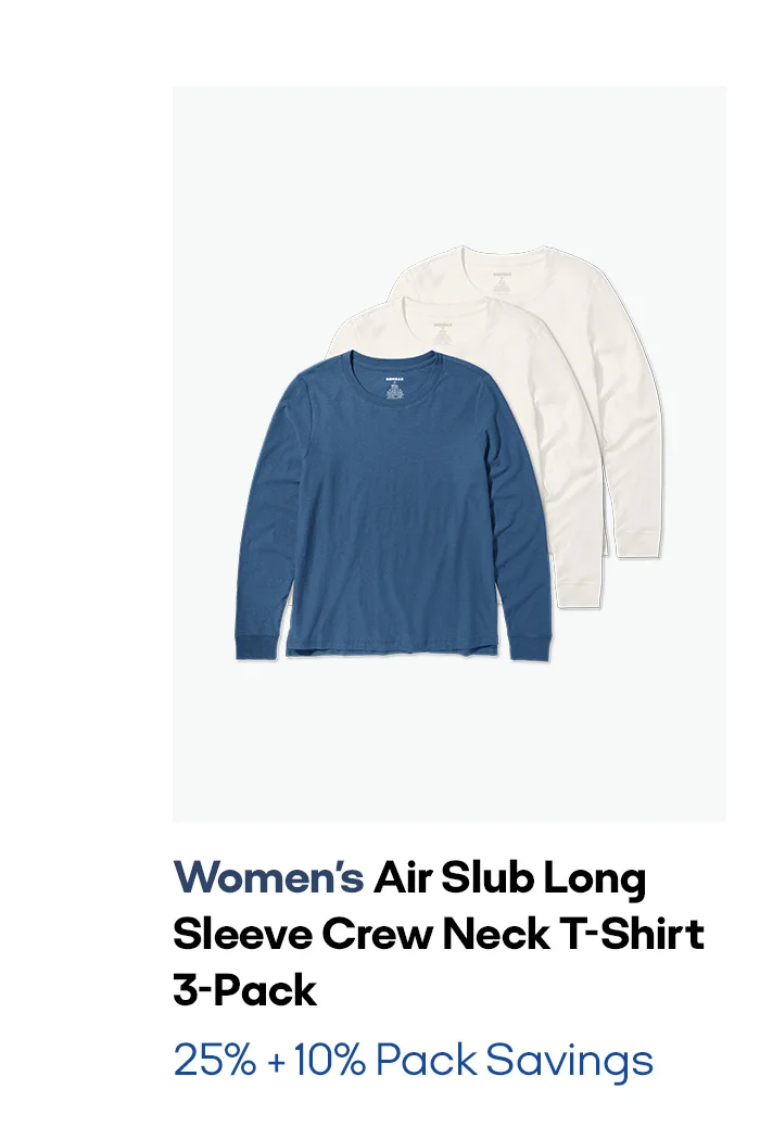 Women's Air Slub Long Sleeve Crew Neck T-Shirt 3-Pack