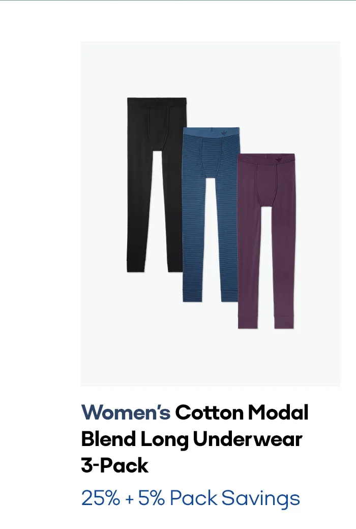 Women's Cotton Modal Blend Long Underwear 3-Pack
