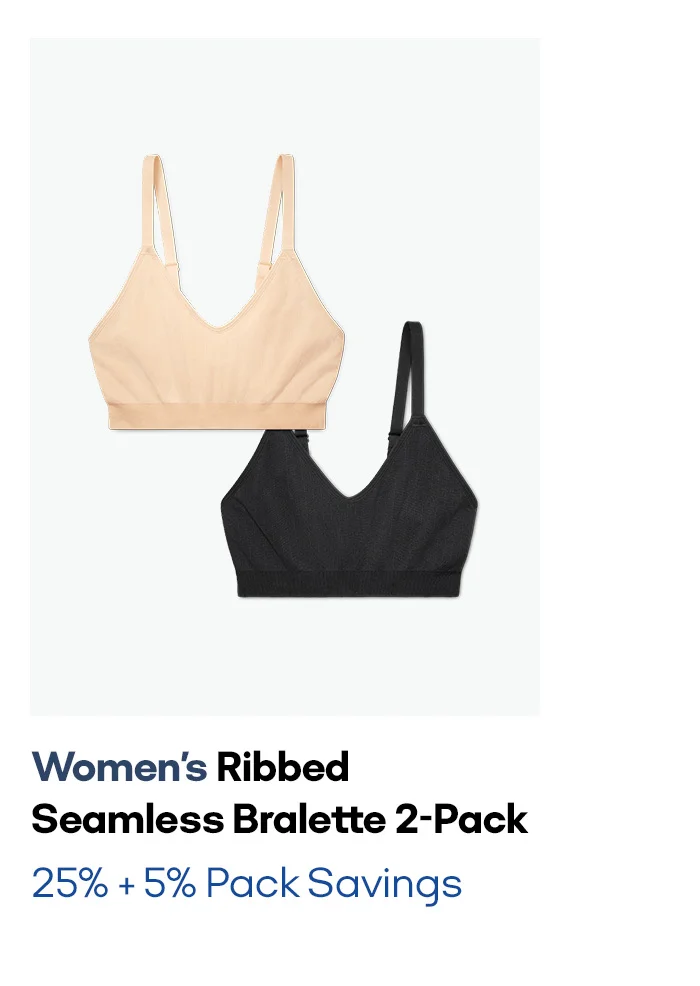 Women's Ribbed Seamless Bralette 2-Pack