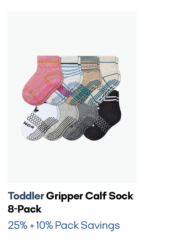 Toddler Gripper Calf Sock 8-Pack
