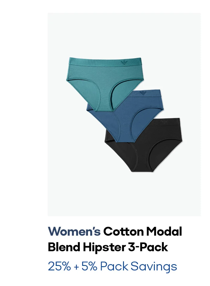 Women's Cotton Modal Blend Hipster 3-Pack