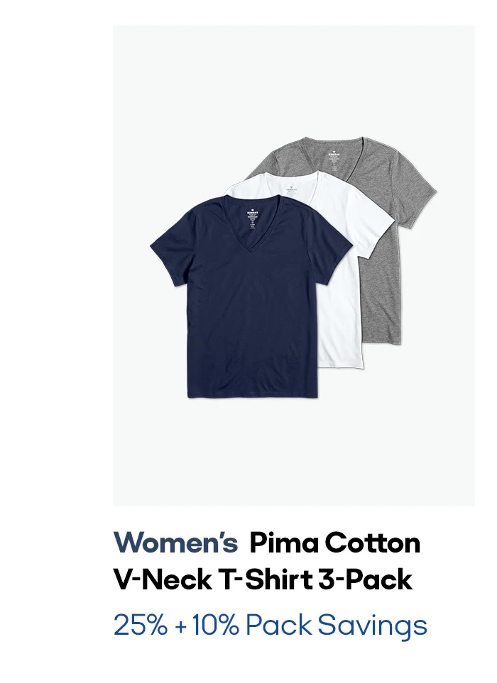 Women's Pima Cotton V-Neck T-Shirt 3-Pack