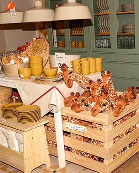 soft toys and dinnerware products