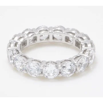 Diamonique 100 Facet "The Amy" Band Ring Platinum Clad