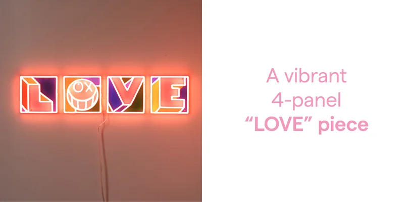 A vibrant 4-panel “LOVE” piece