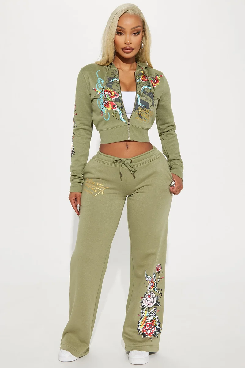 Image of Ed Hardy Butterfly Pant - Sage