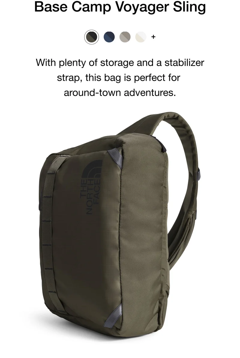 Base Camp Voyager Sling. With plenty of storage and a stabilizer strap, this bag is perfect for around-town adventures.