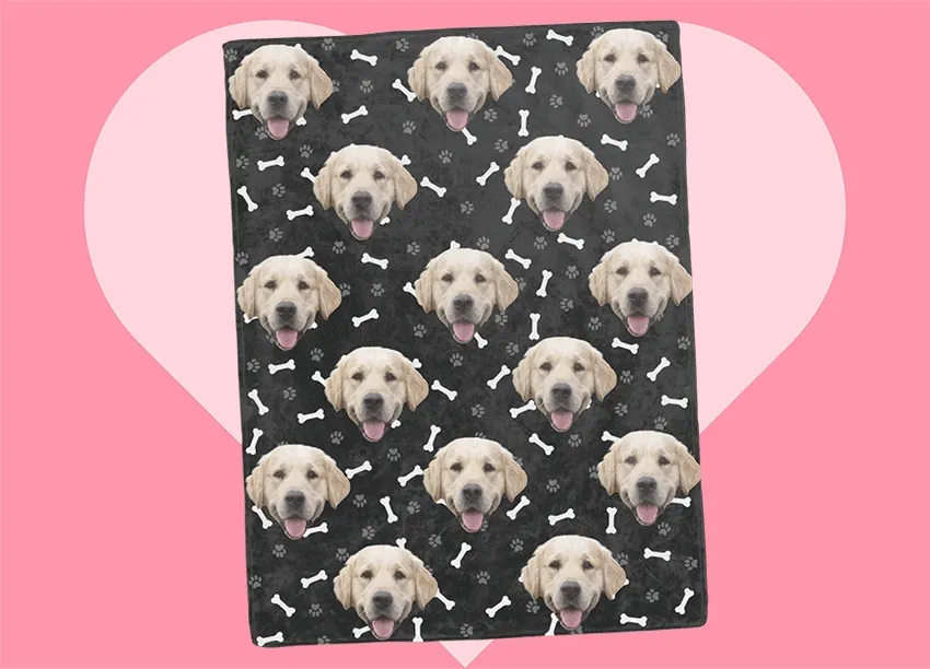gif of customizable pet face blankets