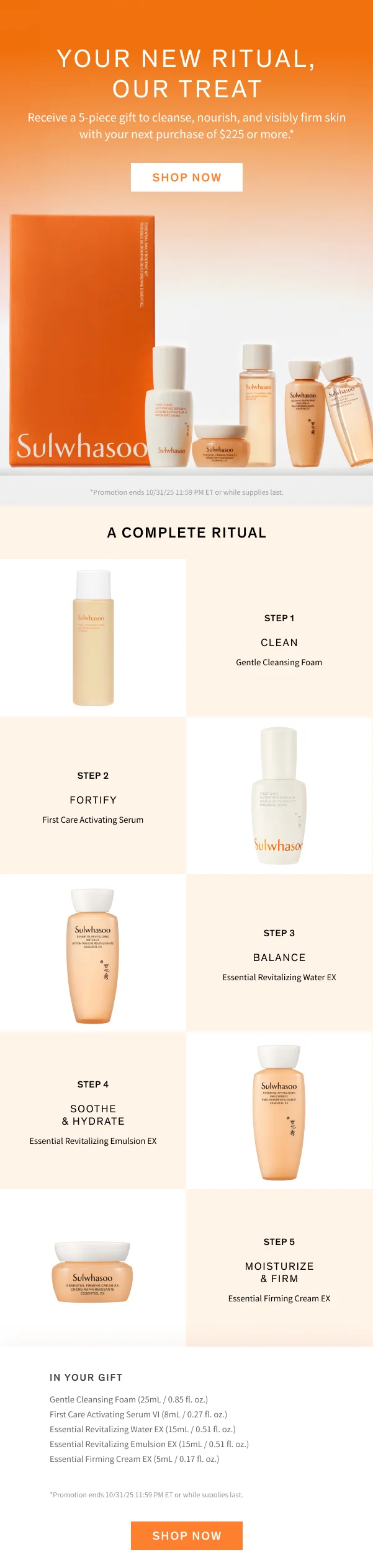 5-piece Ginseng set with $250+ purchase