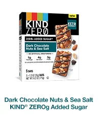 Dark Chocolate Nuts & Sea Salt KIND ZEROg Added Sugar Bars