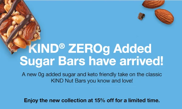 KIND ZEROg Added Sugar Bars have arrived!