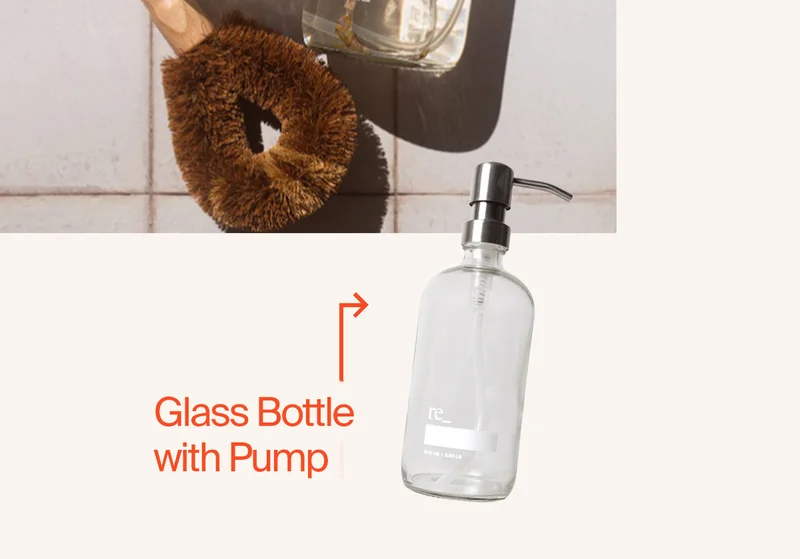 glass bottle with pump