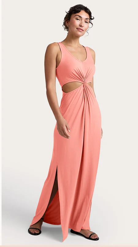 Maxi Around The World Front Twist Dress in Dreamsicle