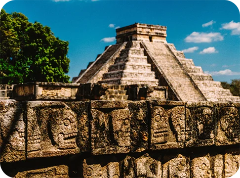 Image Description: Ancient ruins with a green tree in the background.