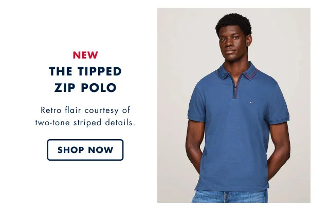 New                                             The tipped zip polo                                            Retro flair courtesy of two-tome striped details.                                            Shop now