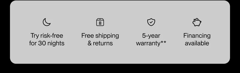 Try risk-free for 30 nights | Free shipping & returns | 5-year warranty