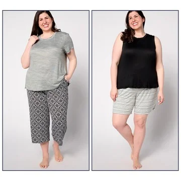 MUK LUKS Regular Cloud Knit Short, Capri, Tee, & Tank PJ Set