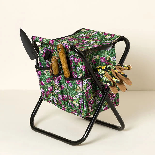 Blooming Floral Gardener's Tool Seat