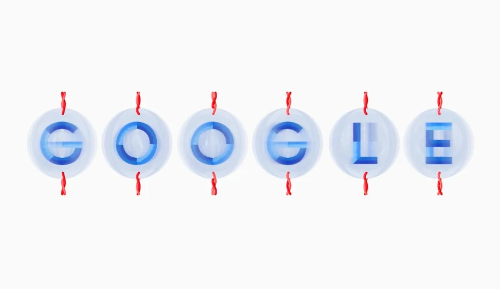 an illustration of a Google Doodle with each letter in the word “Google” portrayed as a spinning thaumatrope