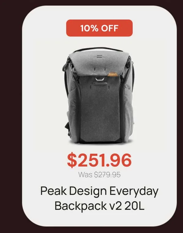 10% off - $251.96 Peak Design Everyday Backpack v2 20l